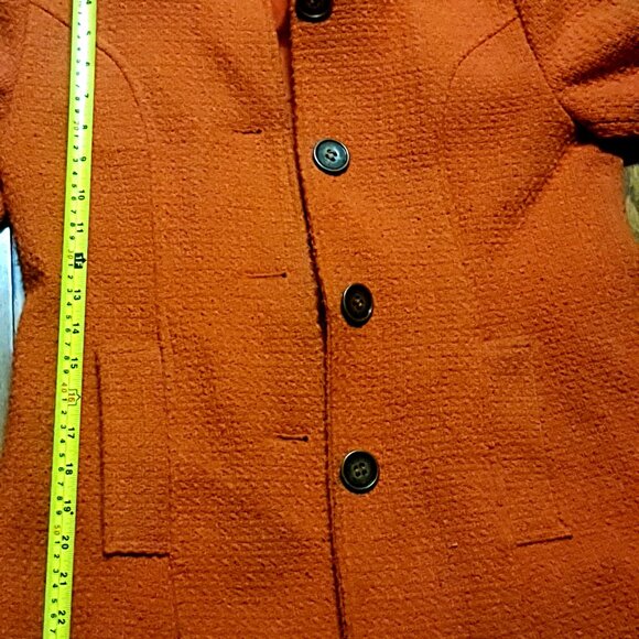 Tulle Anthropologie Burnt Orange Hooded Peacoat Women's Weave Medium - Picture 6 of 6